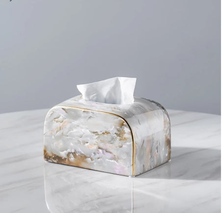 Light Luxury Marbled Tissue Box