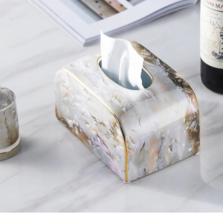 Light Luxury Marbled Tissue Box